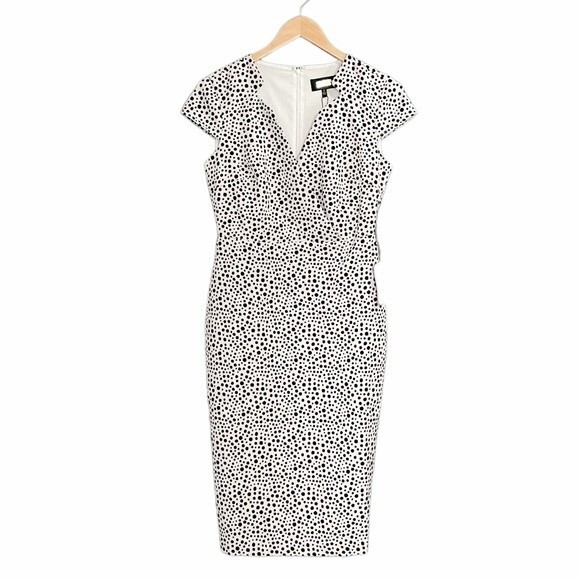 NWT Alexia Admor Dress White Black Polka Dots Cap Sleeve Sheath Women’s Size 6 - Picture 2 of 16